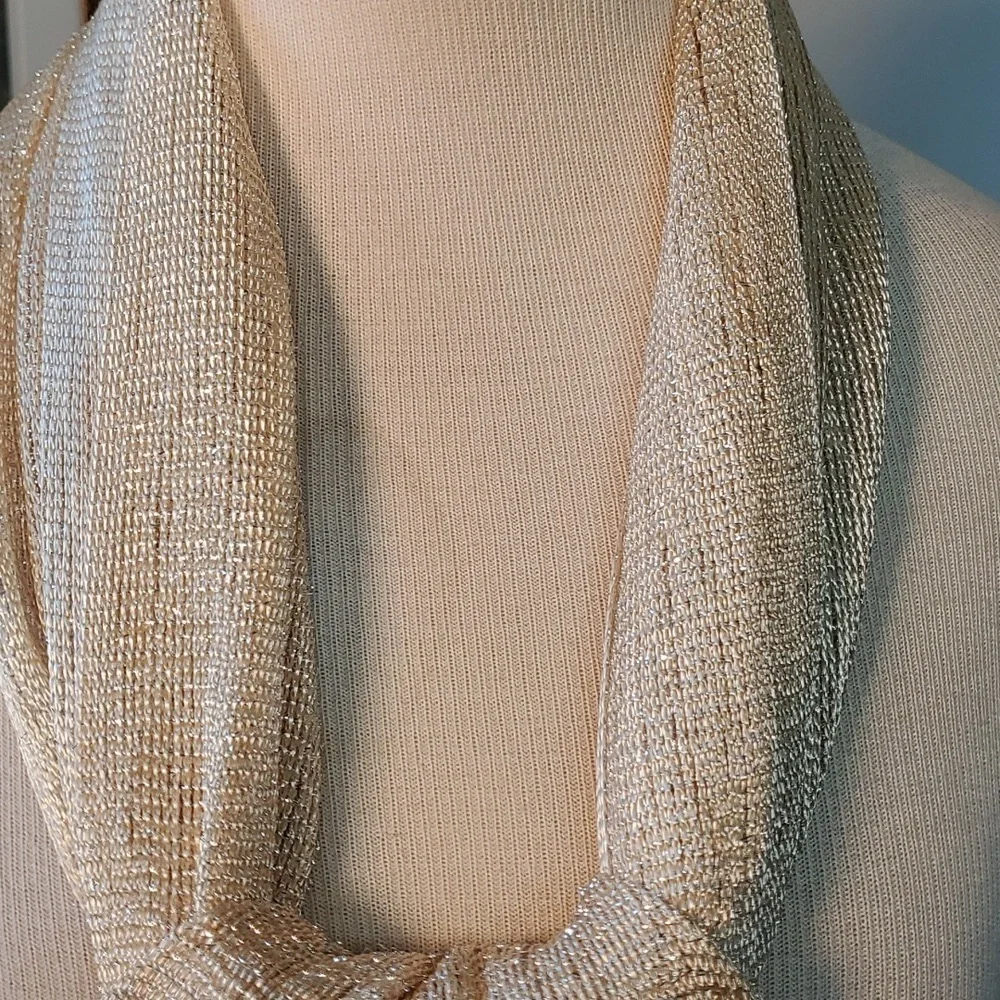 KIMBERLY, GOLD SCARF WITH SILVER THREADS lovely scarf will dress up‎ any outfit